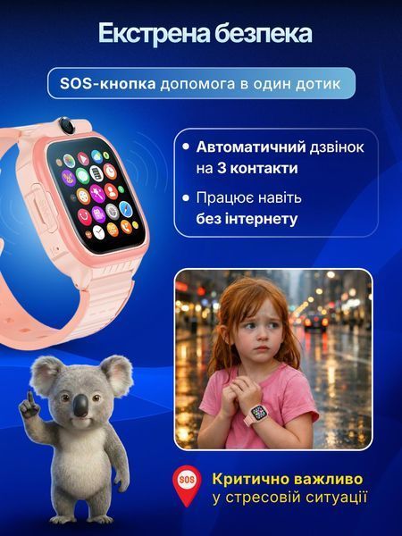 Дитячий смарт-годинник LEXEGO K61, 1.53&Prime;, GPS, 4G, рожевий K61Н-PK фото