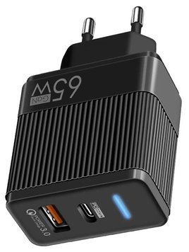 Зарядний пристрій LEXEGO UN-20, 65W, GaN, USB-C, чорний UN-20B фото