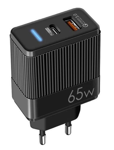 Зарядний пристрій LEXEGO UN-20, 65W, GaN, USB-C, чорний UN-20B фото