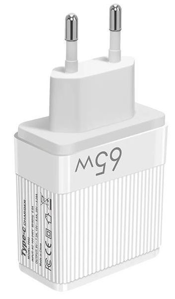 Зарядний пристрій LEXEGO UN-20, 65W, GaN, USB-C, білий UN-20W фото