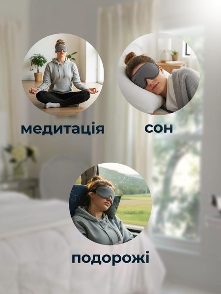 3D-маска для сну LEXEGO, анатомічна, memory foam, сірий 3DМL-S фото