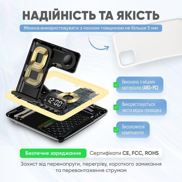 Складана док-станція LEXEGO A93, 5в1, 15W, сріблястий A93-S фото
