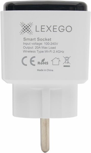 Розумна розетка LEXEGO ST-20A, Wi-Fi, 20A, Tuya, сріблястий ST-20A-S фото