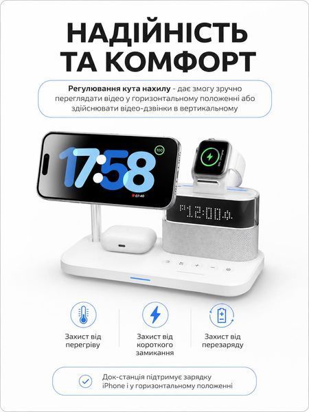 Бездротова док-станція LEXEGO C09, 5в1, MagSafe, білий C09-W фото