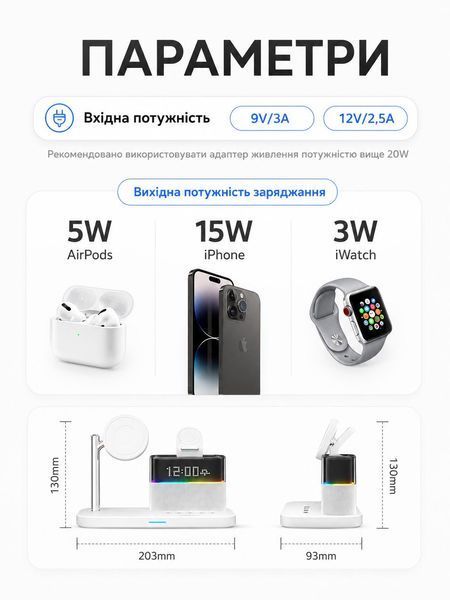 Бездротова док-станція LEXEGO C09, 5в1, MagSafe, білий C09-W фото