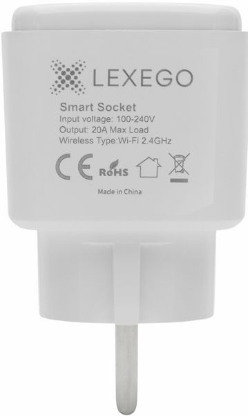 Розумна розетка LEXEGO ST-20A, Wi-Fi, 20A, Tuya, білий ST-20A-W фото