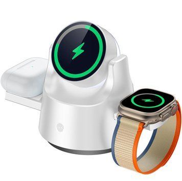 Складана док-станція LEXEGO M1, 3в1, MagSafe, з нічником, білий M1-W фото