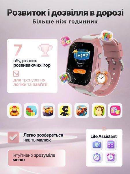Дитячий смарт-годинник LEXEGO KSW56, 1.83&Prime;, GPS, 4G, рожевий KSW56-P фото