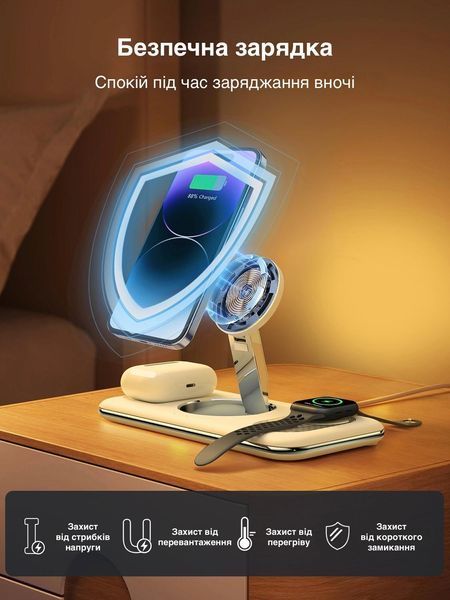 Бездротова док-станція LEXEGO WCSV18, 3в1, MagSafe, білий WCSV18-W фото