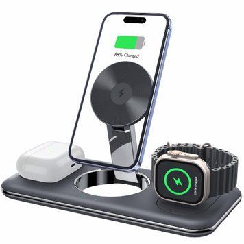 Бездротова док-станція LEXEGO WCSV18, 3в1, MagSafe, чорний WCSV18-B фото