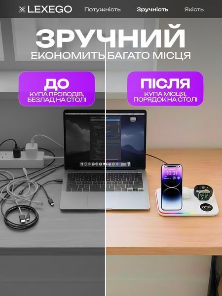 Складная док-станция LEXEGO A-82, 5в1, 30W, белый A-82W фото