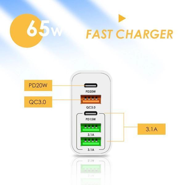Зарядное устройство LEXEGO F102, 65W, PD + QC 3.0, белый F102-W фото
