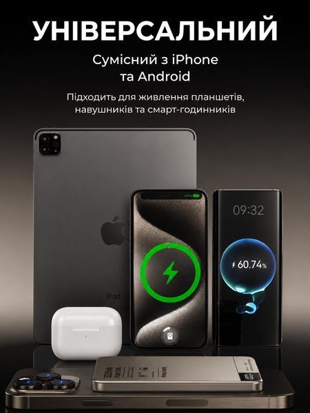 Павербанк магнітний LEXEGO MWPQ1-5, 5000 mAh, MagSafe, 20W, білий MWPQ1-5-W фото