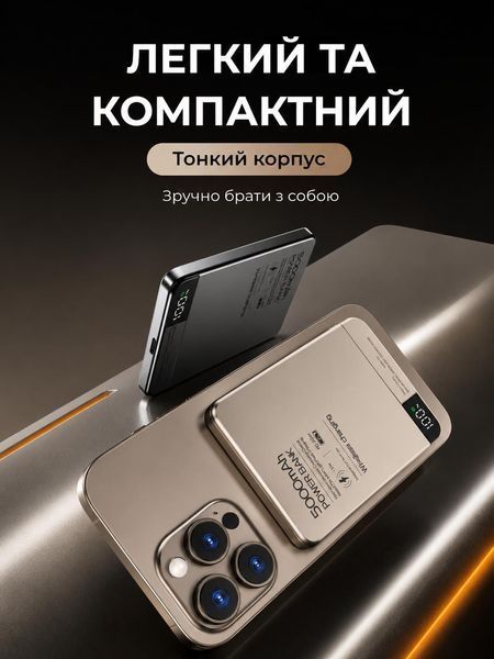 Павербанк магнітний LEXEGO MWPQ1-5, 5000 mAh, MagSafe, 20W, сірий MWPQ1-5-GR фото