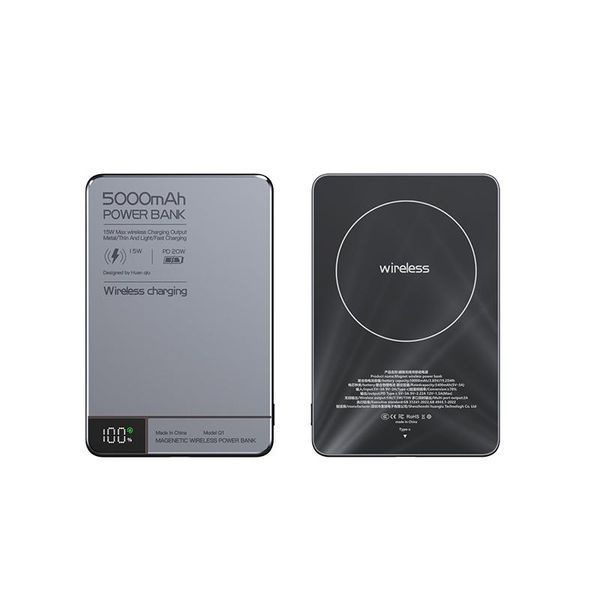 Павербанк магнітний LEXEGO MWPQ1-5, 5000 mAh, MagSafe, 20W, сірий MWPQ1-5-GR фото
